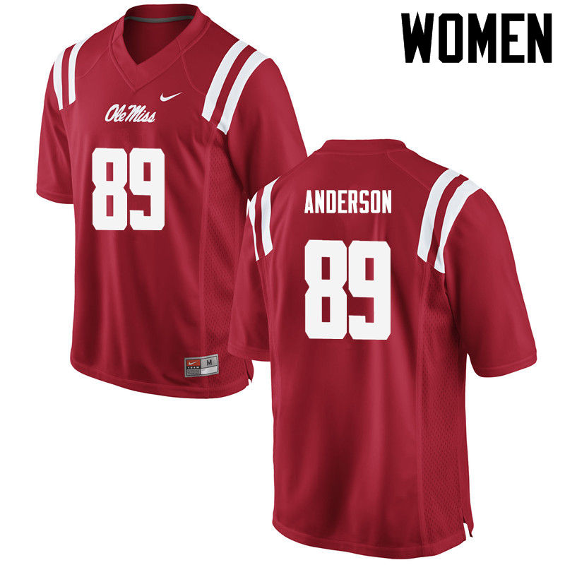 Ryder Anderson Ole Miss Rebels NCAA Women's Red #89 Stitched Limited College Football Jersey ROI7558IN